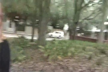 Блондинка шалит на улице